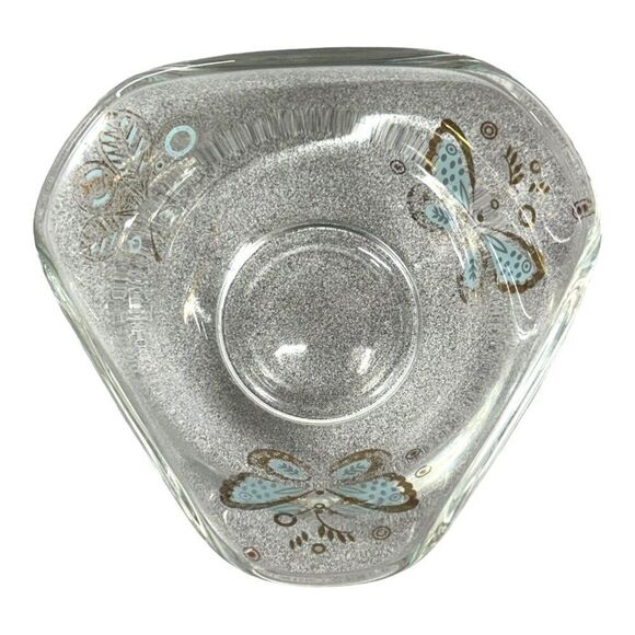 Georges Briard MCM Candy Dish Mid-Century Glass Bowl w/ Butterfly Design Spring - Picture 4 of 8